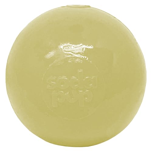 SodaPup Squeaker Ball – Durable Dog Ball Toy, Chew Toy & Floating Retrieving Toy with Squeaker Made in USA from Non-Toxic, Pet-Safe, Food Safe Rubber Material for Bonding, Physical Exercise, & More - color: Glow in the Dark Ball, size: Large