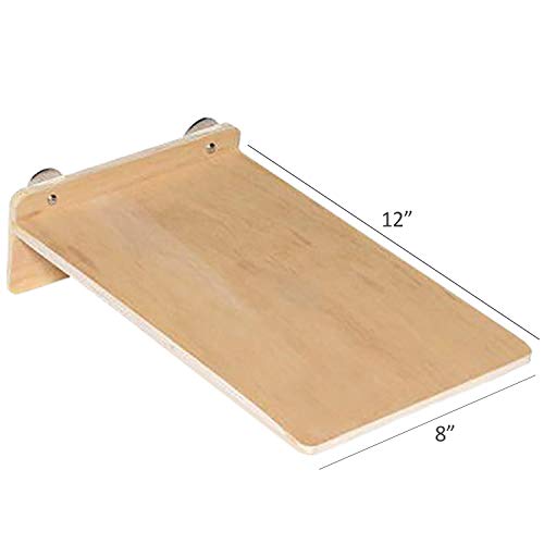 Wood Side Platform (Medium) - Natural Climbing Cage Accessory Shelf Perch Stand - for Sugar Gliders, Rabbits, Guinea Pigs, Prairie Dogs, Degus, Chinchillas, Rats, Ferrets, Birds & Small Pets