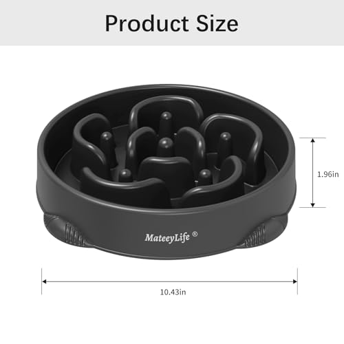MateeyLife 2-Pack Slow Feeder Dog Bowls, 4 Cups, Dog Puzzle Feeder Bowl - color: B-Gray&Black, size: Large