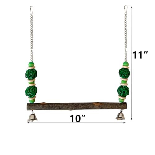Bird Swing Conure Toys, Parrot Climbing Hammock for Parakeet, Lovebird, Budgie, Cockatiel, Conure, Small Birds - color: GreenRattan