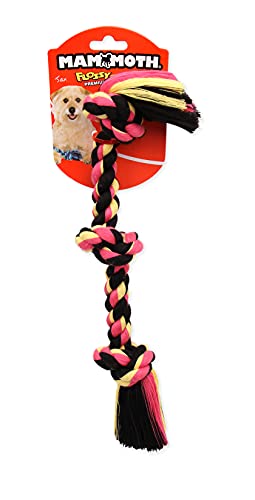 Mammoth Flossy Chews Color Rope Tug – Premium Cotton-Poly Tug Toy for Dogs – Interactive Rope– Dog Chew Toy, Assorted colors - size: Small 15", style: 3 Knot