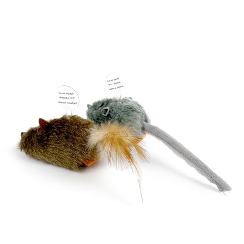 TTcat 2 Pack Squeaky Furry Mouse Cat Toys with Silvervine, Realistic Fluffy Mice Kitten Interactive Hunting Toy, Noise-Making Cat Prey Toy for Indoor Cats, Boredom Relief Teaser Chew Toy.