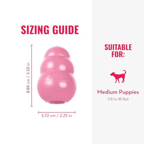 KONG - Puppy Toy Natural Teething Rubber - Fun to Chew, Chase and Fetch - for Medium Puppies - Pink (Pack of 2) - color: Pink, size: Medium (Pack of 2)