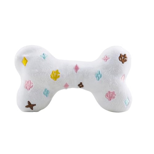 Haute Diggity Dog Chewy Vuiton Bone Plush Dog Toy, Designer Parody Toy - color: White Bone, size: Large