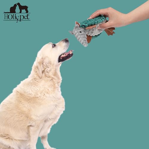 Hollypet Armadillo Squeaky Puppy Dog Toys for Small Medium Dogs, 6" - color: Deep Green, size: 6 IN