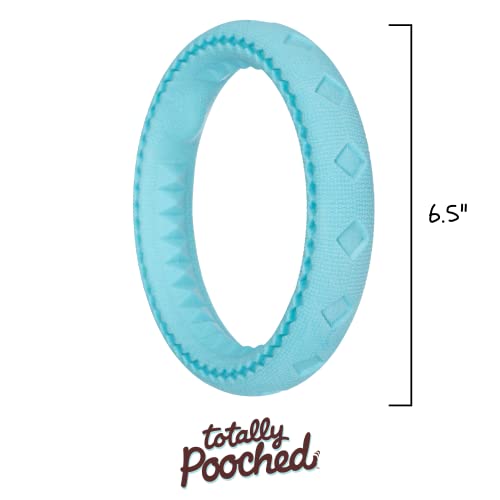 Messy Mutts Totally Pooched Chew n Tug Ring, 6.5 Inch, Teal