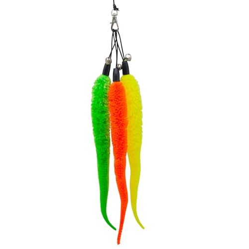 miwoowim 11PCS Cat Wand Refills, Fuzzy Worms with Bells & String with Clasp - color: 10 Worms Refill