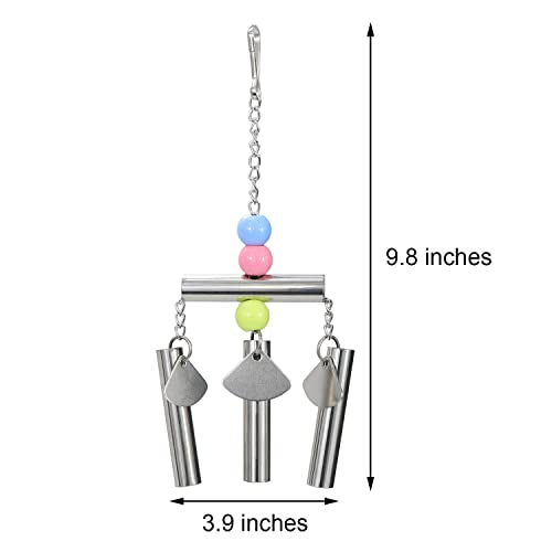 Wontee Stainless Steel Bird Bells String Toy Hanging Chew for Parrots, C - style: C (Bird Bell Toy)