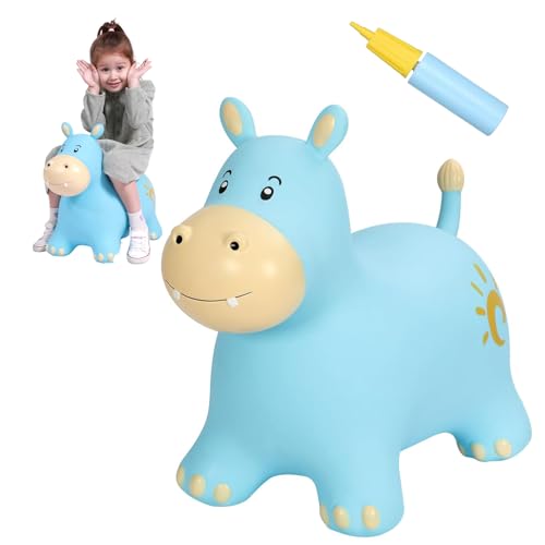 INPANY Bouncy Horse, Hippo Hopper Toys for Indoor & Outdoor Fun - color: Blue Hippo