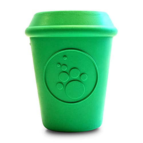 SodaPup Coffee Cup – Durable Dog Treat Dispenser & Chew Toy Made in USA from Non-Toxic, Pet Safe, Food Safe Natural Rubber Material for Mental Stimulation, Problem Chewing, Calming Nerves, & More