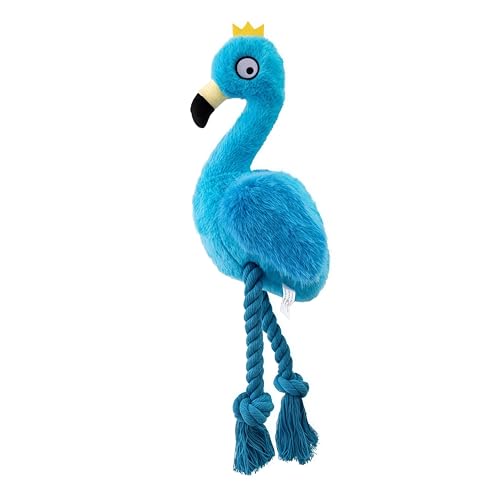 Flamingo Dog Toy, Squeaky Plush Rope Toy for Tug and Play - color: Blue Flamingo
