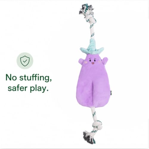 Green Sheep Interactive Plush Dog Toy, No Stuffing Squeaky Toy with Recycled Cotton Rope for Medium to Large Dogs, Chew Toy, Aubergine - color: Aubergine（L）