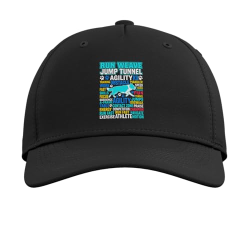Run Weave Jump Tunnel Dog Agility Adjustable Baseball Hat - color: Black