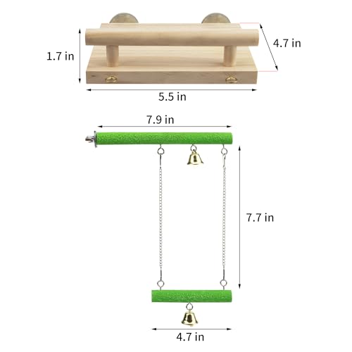 Bird Perches for Cage Wood Parrot Perch Stand Swing
