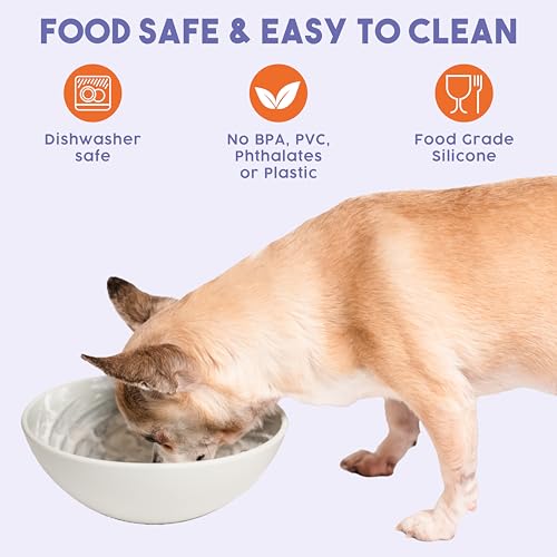 Wobbowl - Silicone Dog Freezer Bowl - Slow Feeder Bowl & Lick Mat (Almond) - color: Almond