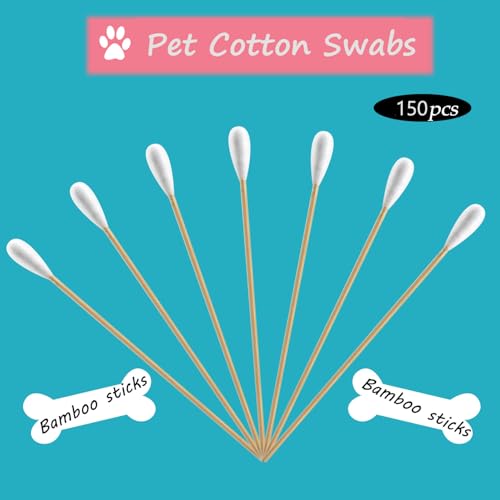 150pcs Large Cotton Swabs,6 Inch Long Large Cotton Buds with Bamboo Handle for Dogs, Specifically Designed for Dogs,Professional Big Cotton Swabs，Dogs Ears Large Cotton Swabs - size: 150 Count（Pack of 1）