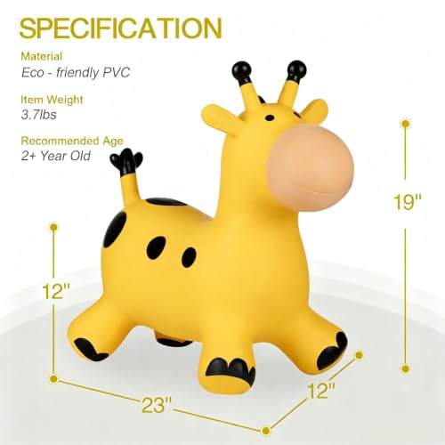 INPANY Bouncy Giraffe Hopper, Gifts Toy for Kid, Pump Included(Yellow) - color: Giraffe