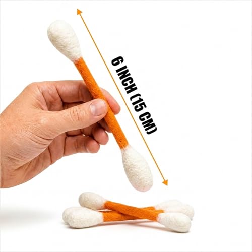 Glaciart One Swabs Cat Toys with Catnip - 6 Pk | Durable for Chew, Cute Cat Toys Interactive Kitty for Boredom, Exercise, & Play | Filled w/Organic Catnip for Anxiety & as Digestive Aid | Gift Idea - color: Orange Swabs, size: Regular