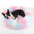 nononfish Round Donut Dog Bed,Plush Calming Pet Bed for Small Dogs - color: Rainbow, size: 28"Medium (Pack of 1)