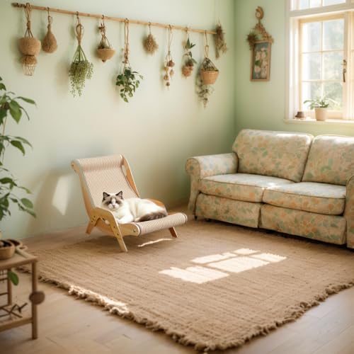 Extra Large Cat Scratching Lounge - Multi-Layer Solid Wood & Sisal, XXL Cat Scratcher and Bed for Large Cats, Furniture Protector with 110lb Capacity