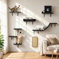 Cat Wall Shelves, 6-in-1 Cat Wall Furniture Set, Black - color: Black
