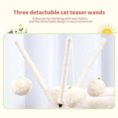Hey-brother Cat Tree Tower with Removable Toys, Scratching Posts, MPJ008SM - color: Beige
