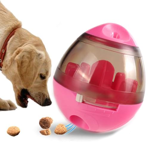 Interactive Dog Treat Toy Adjustable Treat Dispensing Ball Food Dispenser Tough Slow Feeder Puppy Enrichment Training Toy Pet Interactive Chase Toys for Small Medium Dogs Gift for Pets (Red) - color: Red