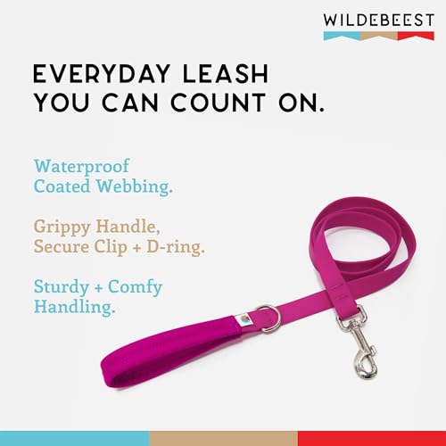 Wildebeest Funston Waterproof Dog Leash - Heavy Duty 4ft Long Leash for Small, Medium and Large Dogs - 1000D Nylon, Scratch & Stink-Resistant & Pill-Free - Nylon Wrap Handle (3/4" Wide, 4 ft Length) - color: Fuchsia(Pink), size: 4 ft