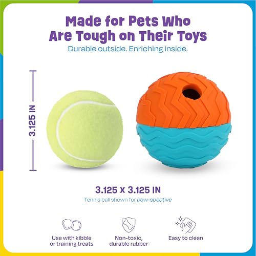 Brightkins Tough & Tumble 2 Piece Treat Dispenser: Small Textured Ball