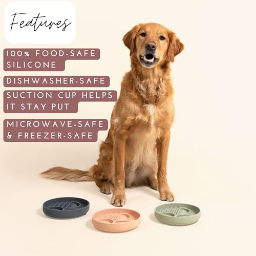 Slow Feeder Dog Bowl - Silicone Dog Bowl, Medium, 7.5" x 1.5" - Sage - color: Sage - Sunset Design, size: Medium (7.5” Across x 1.5” Tall)