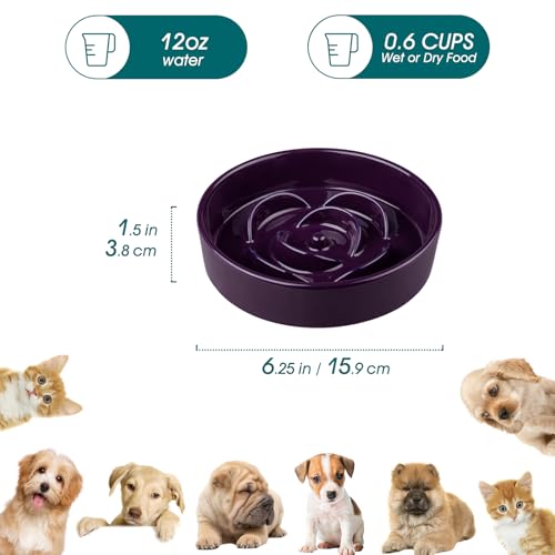 vancasso Slow Feeder Dog Bowl, 0.6 Cups Ceramic Small Puzzle Dog Food Dish - color: Dark Purple, size: S - 0.6 Cups