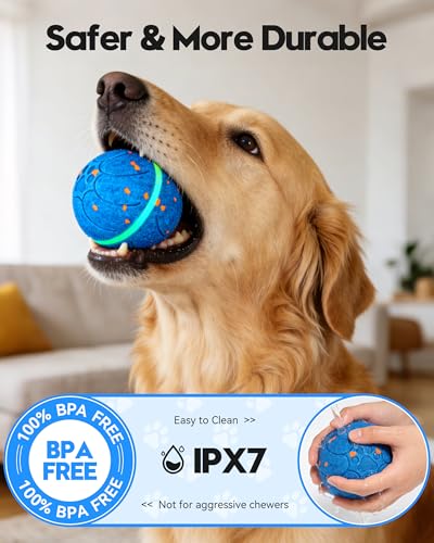 Smart Interactive Dog Balls, Automatic Moving Ball for Medium Dogs, ETPU New Material, Motion Activated Rolling & Rotating Bouncy Toy for Dog Enrichment & Stimulation（Deep Blue） - color: Deep Blue