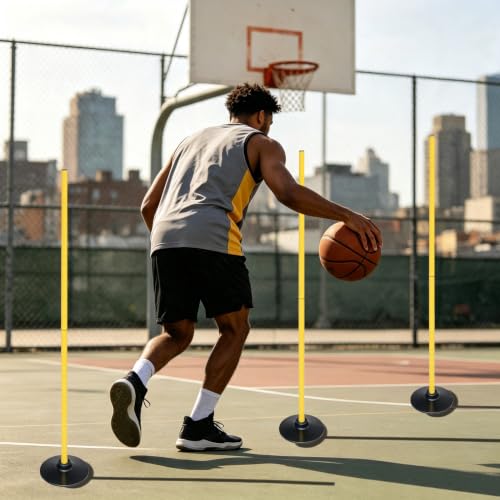 Adjustable Agility Hurdles, Soccer Training Poles, Dog Agility Jumps and Weave Equipment for Indoor and Outdoor Use - color: Yellow 4
