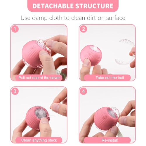 Cat Toys for Indoor Cats Smart Automatic Ball Moving Chase Dogs Toy, Pink - color: B3-Pink Dragonfly