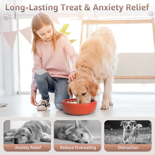Dog Slow Feeder Lick Bowl, Freeze Lick Mat with Suction Cup - color: Orange, size: Small