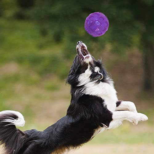 3'' Squeaky Dog Toy Balls for Lagre Medium Breed, Indestructible Dog Balls for Playing, Fetching & Retrieving, Durable Aggressive Chewers, 2 PCS Blue+Purple - color: Blue+Purple
