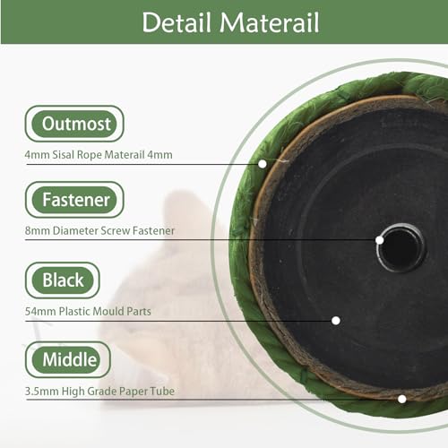 4 Pcs Cat Scratching Posts Replacement,15.7"x3.1''Natural Sisal Cat Tree Post Replace Parts for Indoor Cats Tower Repair Scratch Refill Poles with M8 Screws for Kitten Spare Furniture Accessories - color: 【Green】