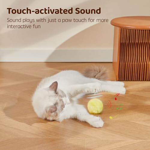 Potaroma Chirping Cat Toys Balls with SilverVine Catnip, Upgraded, 3 Pack Fluffy Interactive Cat Kicker, 3 Lifelike Animal Sounds, Kitty Kitten Catnip Exercise Toys