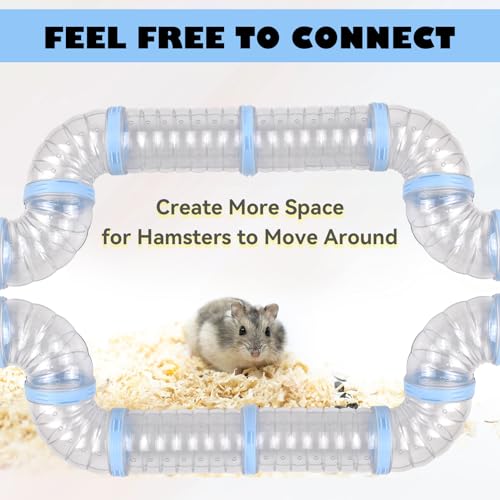 8 PCS Syrian Hamster Tube Set,Transparent Pet Cage Curvy Tunnel Kit DIY Dwarf Hamster Toy Tube Small Animal External Accessories Adventure Pipe for Mice Rat(Blue) - color: 【Blue】