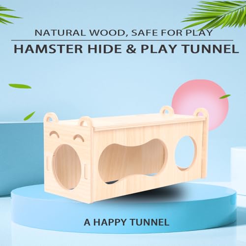 2pcs Smiley Hamster Tunnel – Natural Solid Wood Hideout for Small Pets | Cozy Chew-Safe Enrichment Toy for Hamsters, Gerbils & Mice