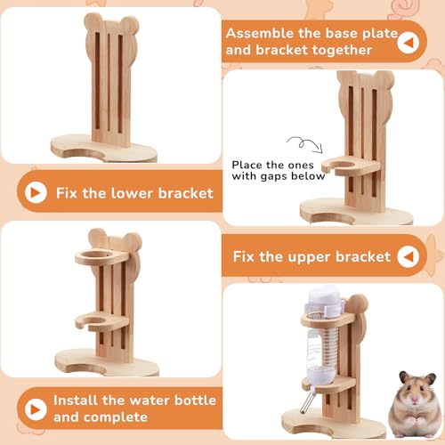 18 Pcs Hamster Cage Accessories, Silent Hamster Wheel 15 Toys Set - style: Harmony Wooden Style
