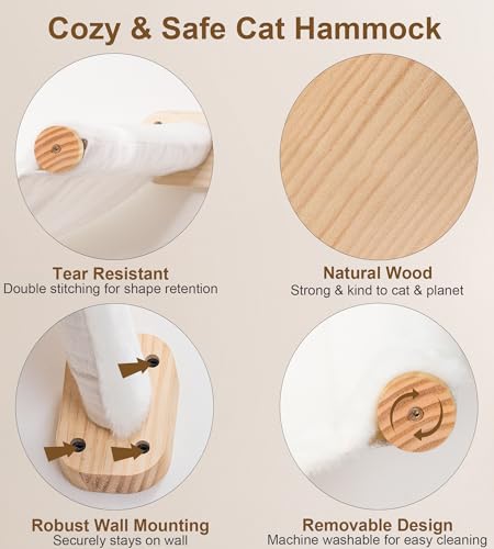 Cat Wall Hammock with Floating Hammock, 2 Four-Step Ladders & 1 Flat Shelf - color: 1 Hammock 1 Shelf 2 Stairs