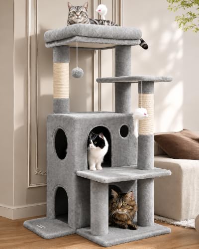 Globlazer Cat Tree Tower for Indoor Cats Large Adult, FC50, Light Grey - color: Light Grey, size: XL