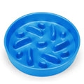Ceramic Slow Feeder Dog Bowl, 2 Cups Maze Puzzle Dish to Slow Down Eating - color: Maze - Blue