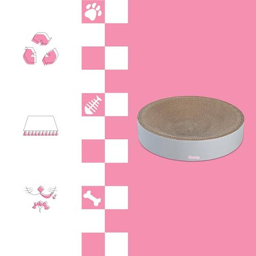 CSR1010K Nelson 20.13" Modern Cardboard Round Bowl Cat Scratcher with Catnip, Fog - color: Gray