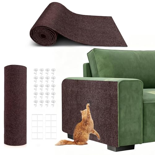 Self-Adhesive Cat Scratching Mat, Couch Protector from Cat Claws, Brown - color: Brown, size: 78.7"X15.8"