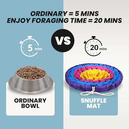 PET ARENA Snuffle Mat Dog Puzzle Feeder for Slow Eating & Brain Training - color: Yellow Rose Blue