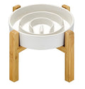 Ceramic Slow Feeder Dog Bowls Elevated, 2.0 Cups Slow Feeder for Medium Dogs, Puzzle Maze Bowl to Slow Down Eating, 30oz, 8in, White - color: White + Stand, size: 8 Inches