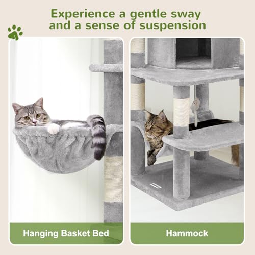 Globlazer 66in Corner Cat Tree Tower for Indoor Large Cat, C66, Light Grey - color: Light Gray, size: 66inch