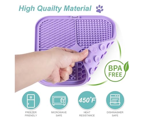 Dog, cat Silicone Food Grade Licking mat Slow Feeder Great for Yogurt,Peanut Butter Cold Smear Treats (Black, Medium) - color: Black